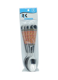 Buy 6-Piece Spoon Set Silver/Red 20.5centimeter in UAE