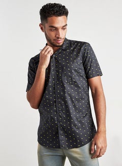 Buy Printed Short Sleeves Shirt Black/Yellow in Egypt