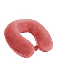 Buy U-Shape Neck Pillow Velvet Light Red 30x25x10centimeter in Saudi Arabia
