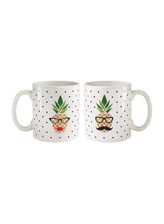 Buy 2-Piece Pineapple Design Couple Coffee Mug White in UAE