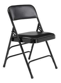 Buy 4-Piece 1300 Series Upholstered Double Hinge Folding Chair Set Black in Saudi Arabia