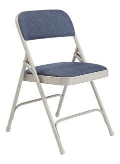 Buy 4-Piece 2200 Series Upholstered Double Hinge Folding Chair Set Imperial Blue/Grey in Saudi Arabia