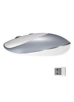 اشتري Slim Rechargeable Wireless Silence Button Mouse رمادي / أبيض في السعودية