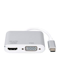 Buy Type C To HDMI, VGA Converter Grey/White in UAE
