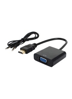 Buy HDMI To VGA Converter With Male To Male Aux Cable Black in UAE