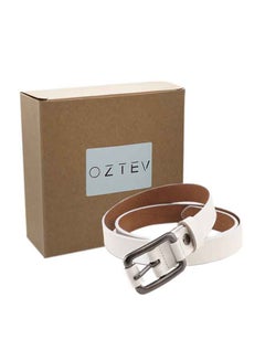 Buy Leather Pin Belt Buckle White in UAE