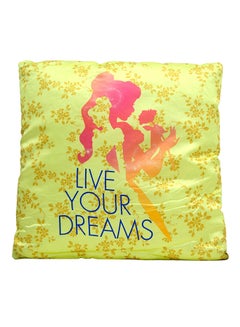 Buy Princess Design  Cushion Polyester Yellow 40x40centimeter in UAE