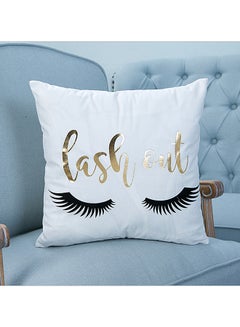 Buy Lash Out Skin Friendly Decorative Throw Pillow Case Cushion Cover White/Gold 45 x 45cm in Saudi Arabia
