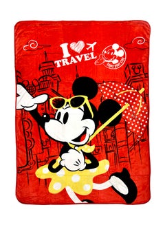 Buy Minne Mouse Design  Flannel Blanket Polyester Red 160x220cm in UAE