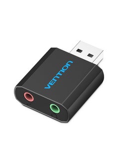 Buy USB External Sound Card With Stereo Earphone Mic Adapter For PC/Laptop/PS4 Black in Saudi Arabia