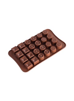 Buy 24 Grids Food Grade Silicone Cake Chocolate Baking Mould Brown 24x3x15centimeter in UAE