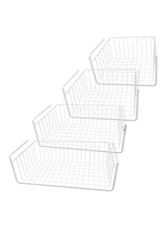 Buy 4-Piece Wire Under Shelf Storage Basket Set White in UAE