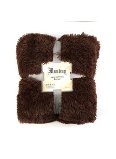 Buy Long Fur Throw Blanket polyester Brown 63x79inch in Saudi Arabia