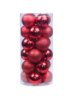Buy 24-Piece Tree Decor Ball Set Red 4centimeter in Saudi Arabia