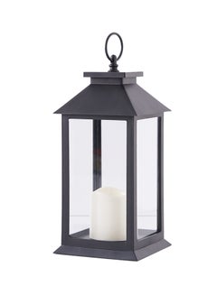 Buy Candle Lantern With LED Light Black/Clear in UAE