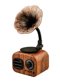 Buy Wireless Bluetooth Gramophone Pattern Speaker Brown/Black in Saudi Arabia