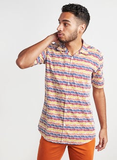 Buy Printed Shirt With Short Sleeves Multicolour in Egypt