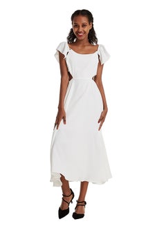 Buy Solid Design Maxi Dress White in Saudi Arabia