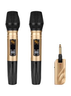 Buy Pack Of 2 Wireless Microphone With Portable USB Receiver I4522-2-A Black/Gold in Saudi Arabia