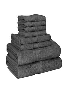 Buy 8-Piece Cotton Premium Towel Set Grey 27x54inch in UAE