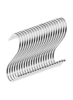 Buy 12-Piece S Shaped Stainless Steel Hanger Hook Set Silver 4.7inch in Saudi Arabia