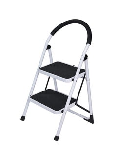 Buy Foldable Step Ladder With Rubber Handgrip White/Black 38inch in Saudi Arabia