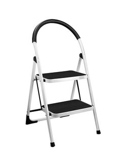 Buy Foldable Step Ladder With Rubber Handgrip White/Black 38inch in Saudi Arabia