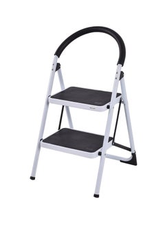 Buy Foldable Step Ladder With Rubber Handgrip White/Black 38inch in UAE