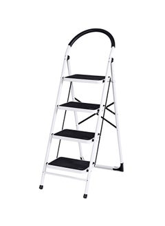 Buy Foldable Step Ladder With Rubber Handgrip White/Black 55inch in UAE