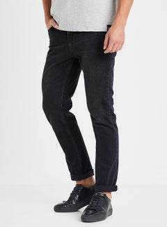 Buy Washed Slim Jeans Black in UAE