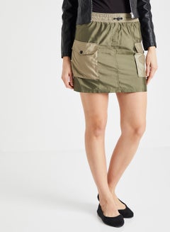 Buy Dual Pocket Mini Skirt Green in UAE