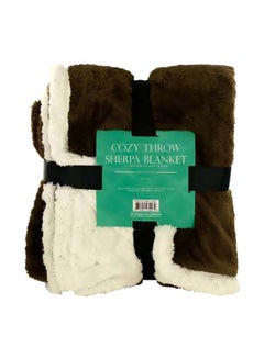 Buy Cozy Coral Fleece And Heavy Sherpa Throw Blanket Brown/White 152.4 x 127 x 3.8cm in UAE