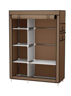 Buy Double Canvas Wardrobe Clothes Storage Organizer Brown 110 x 175 x 45centimeter in Saudi Arabia