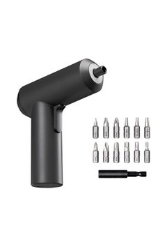 Buy 13-Piece Mijia Cordless Rechargeable Screwdriver With Screw Bits Set Black 16.5x6x16.5centimeter in UAE