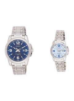 Buy Water Resistant Stainless Steel Analog Couple Watch Set MTP/LTP-1314D-2AV in UAE