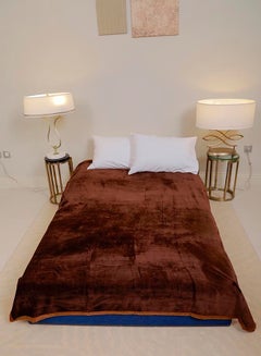 Buy Soft Flannel Fleece Blanket Polyester Brown 200x240centimeter in UAE