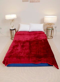 Buy Soft Flannel Fleece Blanket Polyester Maroon 200x240centimeter in UAE