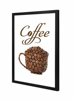 Buy Coffee Beans Cup Wooden Frame Wall Art White/Brown 43 x 53cm in Saudi Arabia