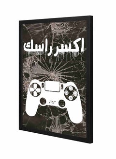 Buy Video Game Joystick Wooden Frame Wall Art Painting Black/White 43x53centimeter in Saudi Arabia