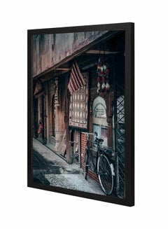 Buy Road Bike On Pathwa Wall Art Painting With Pan Wooden Frame Black/White 43x53cm in Saudi Arabia