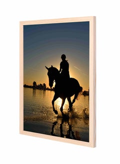 Buy Erson Riding Horse Under Sunset Wooden Framed Wall Art Painting Multicolour 43x53cm in Saudi Arabia