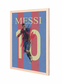 Buy Messi Number 10 Pan Wooden Framed Wall Art Painting Multicolour 43x53cm in Saudi Arabia