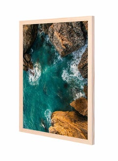 Buy Body Of Water Aerial Wall Art Painting With Pan Wooden Frame Orange 43x53cm in Saudi Arabia