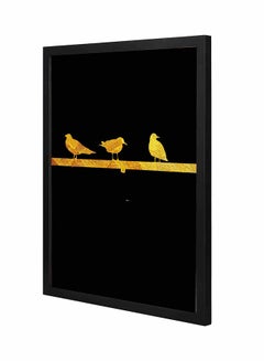 Buy Golden Bairds  Wall Art Painting With Pan Wooden Frame Multicolour 43x53cm in Saudi Arabia