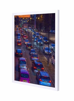 Buy Cars On Road During Sunset  Wall Art Painting With Pan Wooden Frame Multicolour 43x53cm in Saudi Arabia