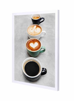 Buy Mugs Filled With Coffee Wooden Framed Wall Art Painting Grey/Brown 43x53cm in Saudi Arabia