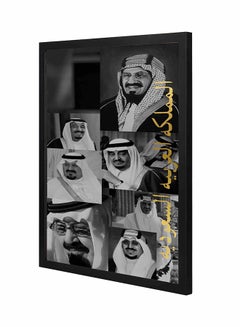 Buy Kings Of Saudi Arabia Pan Wooden Wall Art Painting Black/White 43 x 53cm in Saudi Arabia