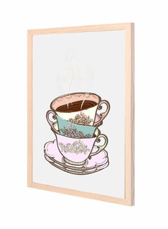 Buy Coffee Cup Vintage Wooden Frame Wall Art Multicolour 43 x 53cm in Saudi Arabia