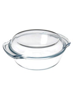 Buy Round Oven Dish With Lid Clear in Saudi Arabia