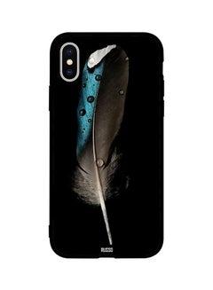 Buy Skin Case Cover -for Apple iPhone X Black and Blue Feather with water drops Black and Blue Feather with water drops in Egypt